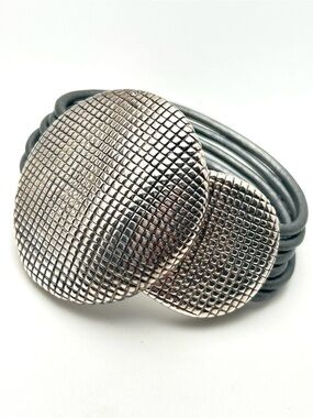 Simon Sebbag SSD Sterling Silver and Gray Leather Bracelet